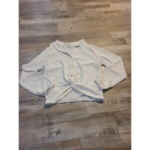 Wild love medium women's knotted front long sleeve blouse